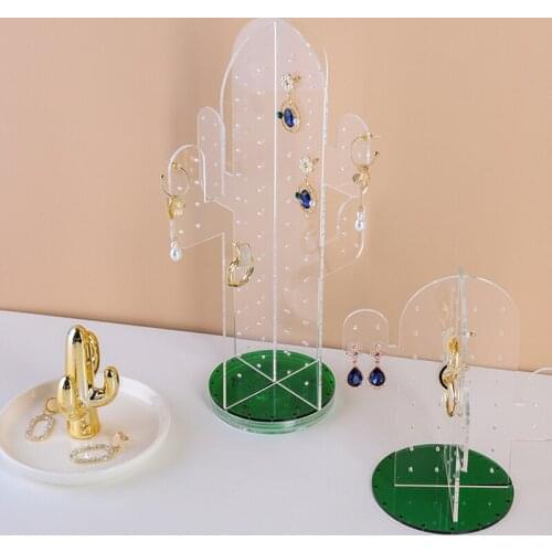 Fashion cactus earring organizer earring stand for jewelry holders jewelery jewellery display case earing rackshelf acrylic