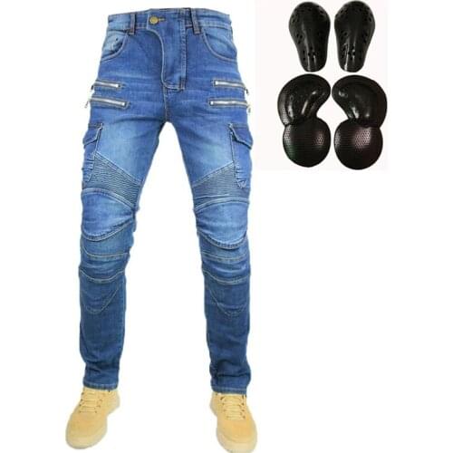 2019 New LOONG BIKE Motorcycle Pants Men Moto Jeans Riding Off-road Trousers Motocross Pants Zipper Design With Protective Gear