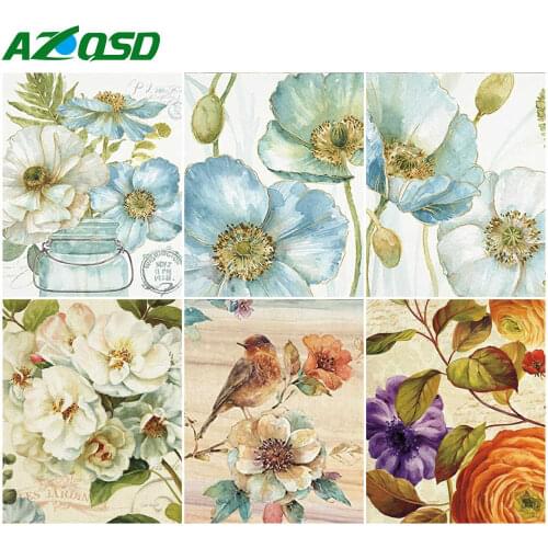AZQSD Painting By Number Canvas Kits Flowers Home Decoration DIY 40x50cm Coloring By Numbers Floral Handpainted Gift