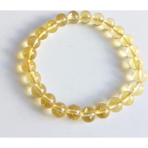 Genuine Gemstone Undyed Yellow Citrine Bracelet 6/8/10MM Marine Natural Gem Stone Bead Healing Power Energy Jewelry