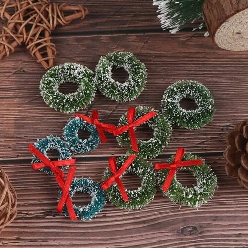 New 10 pcs Christmas Wreaths Miniature Fairy Garden Home Decoration Mini Craft Dollhouse Micro Decor DIY Gift Dollhouse Decor
