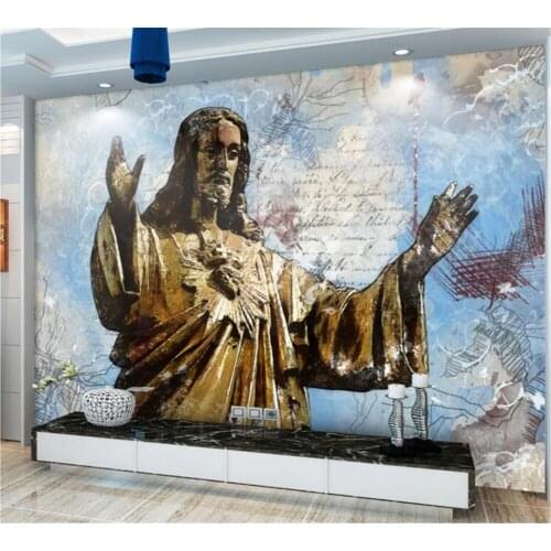 Beibehang papel de parede Customized Wallpaper 3D Mural Photo Nordic Abstract Christ Jesus Savior Hand Painted Background Wall