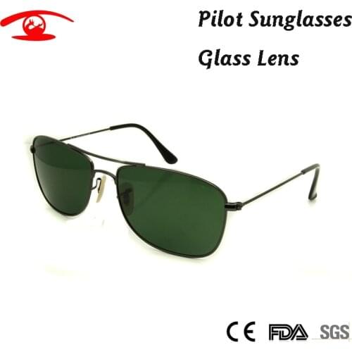 2018 New High Quality Pilot Sunglasses Men G15 Green Glass Sun Glasses for Men Brand Designer oculos Gradient Lens Women