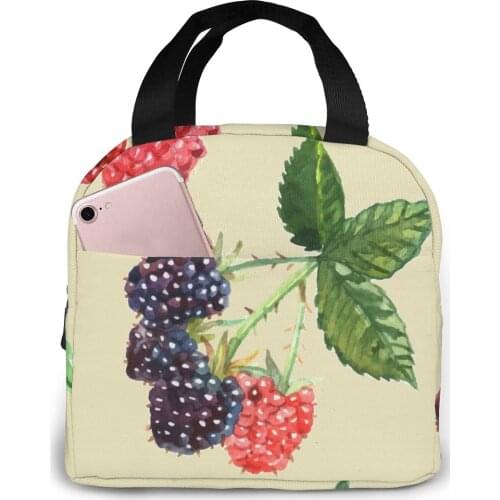 Berry Strawberry Raspberry Currant Cooler Lunch Box Portable Insulated Lunch Bag Thermal Food Picnic Lunch Bags
