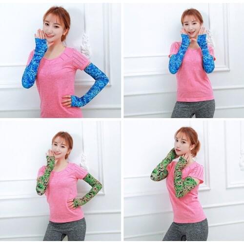 Cooling Ice Silk Arm Sleeves Camouflage Driving Golf Running UPF 50 Compression Elbow Brace for Men Women