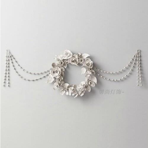 Retro wrought iron antique old wall lamp childrens room princess room wall bedside decorative wreath wall lamp