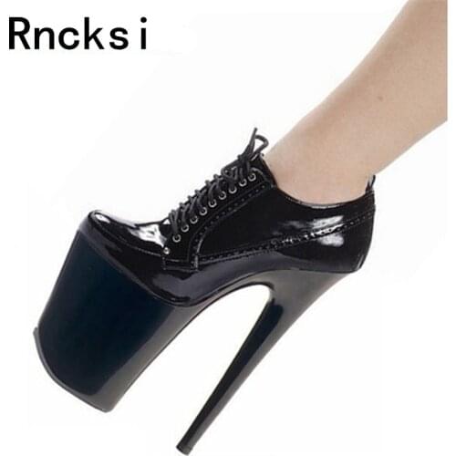 Rncksi Ultra 20cm High-Heeled With Platform Womens Sexy Lace UP Sexy Pole Dance Shoes 20cm Stiletto Heel Ankle Womens Pumps