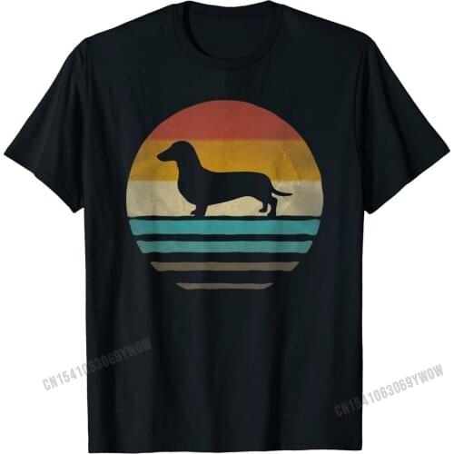 Doxie Dachshund Dog Shirt Retro Vintage 70s Silhouette Gift Tees High Quality Summer Cotton Mens Top T-shirts cosie