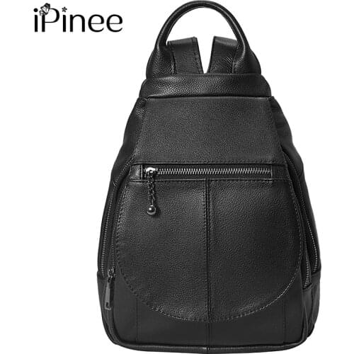 IPinee Fashion Soft Genuine Leather Women Backpack High Quality A+ Ladies Daily Casual Travel Bag Knapsack Schoolbag Book
