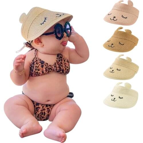 New Bunny Straw Baby Hat Summer Sun Hats For Baby Girl Boy Kids Cute Adjustable Baby Cartoon Cap Beach Cap