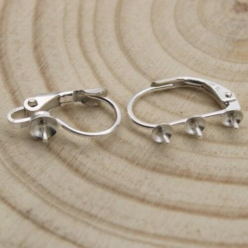 Pure 925 Sterling Silver French Lever Earrings Hooks 3 4 mm Earrings Cups for DIY Jewelry Earring Making Accessories Supplies