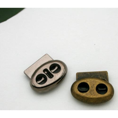 STP-008 oval metal alloy stoppers toggle cord locks Drawstring lock with two holes