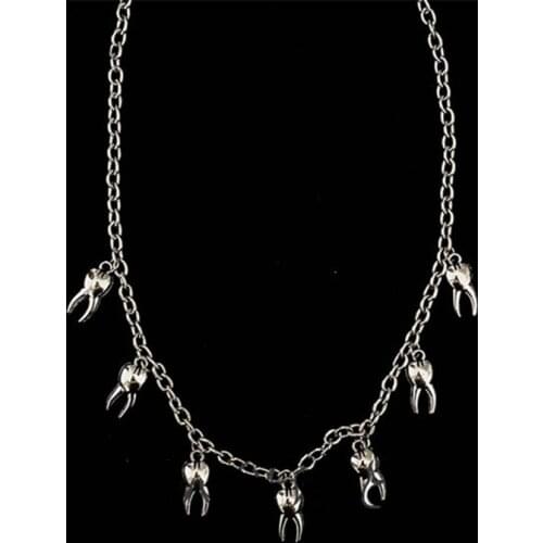 Harajuku Vintage 90"s Goth fairy tooth necklace Dinosaur thick Chain Choker thick metal tooth Necklace cute Mushroom Punk teeth