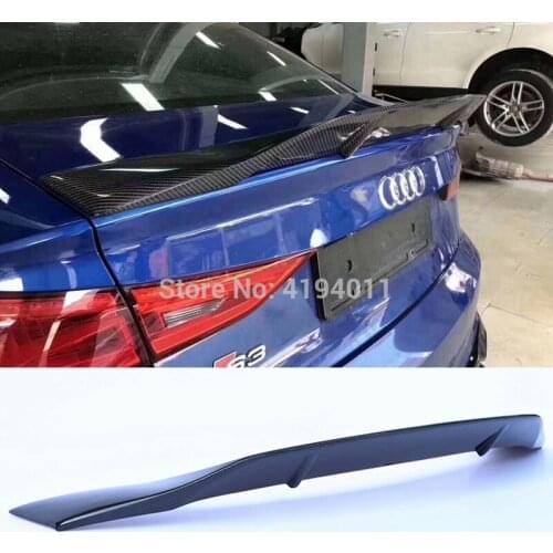 MONTFORD Carbon Fiber Rear Roof Lip Spoiler Tail Trunk Boot Wing Cover Car Accessories For Audi A3 S-LINE S3 Sedan 2014-2019