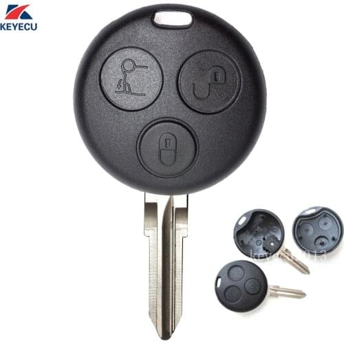 KEYECU Replacement Remote Car Key Shell Case Fob for Smart Fortwo Forfour Roadster City Passion 2000-2005 With 2 Infrared Holes