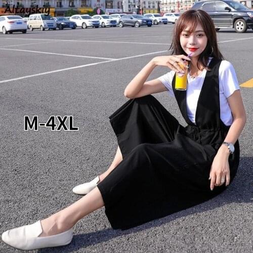 M-4XL Jumpsuits Women Wide Leg All-match Fashion Students Tender Ladies plus size Loose Solid Clothing Ins Ulzzang Chic Newest