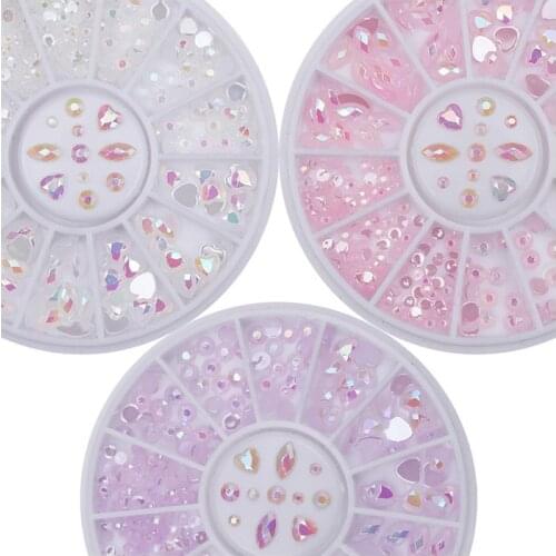 1box DIY Nail Art Wheel Tips Crystal Glitter Rhinestone 3D Nail Art Decoration AB Color Acrylic Diamond Drill alien