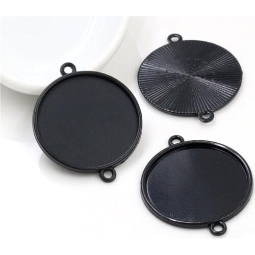 New Fashion 10pcs 25mm Inner Size Black Classical Style Cabochon Base Setting Charms Pendant (A5-16)
