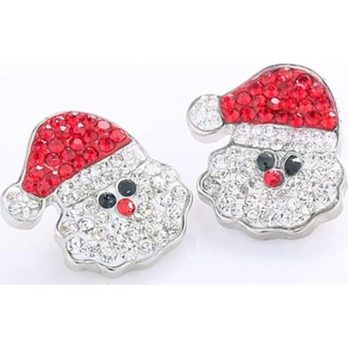 10pcs/lot Crystal Christmas Snap Buttons for 18mm Ginger Snap Bracelet&Bangles DIY Snap Jewelry Charms