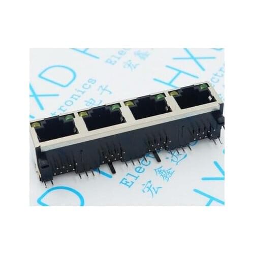 10pcs RJ45 56 1*2 / 1*4 with lamp 4 mouth with lamp with 56 lamp LED 1x4 shielded RJ45 socket network