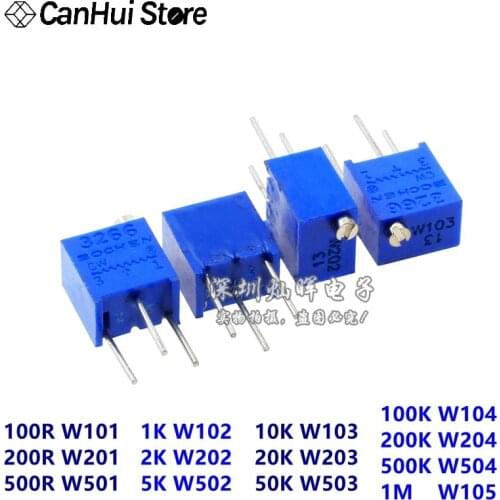 10 stks x 3266 w 1 k 2 k 5 k 10 k 20 k 50 k 100 k 200 k 500 k 1 m 100R 200R 500R Trimmer Potentiometer