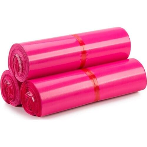 100Pcs/lot Rose Red Express Mail Pouches Courier Postage Mailing Packaging Bags Self Adhesive Mail Goods Packaging Bags