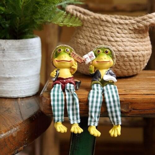 (2Pieces/set)Resin Frogs Sitting Hanging Foot Doll Home Decoration Garden