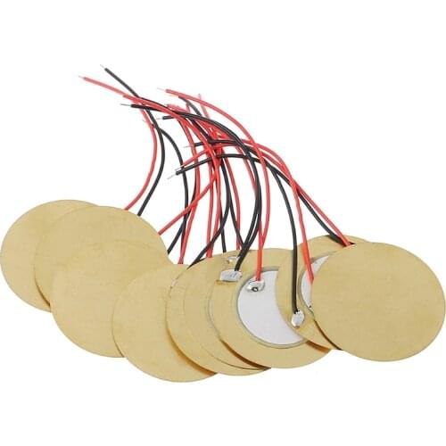 2020 New 10pcs 35mm Piezo Elements buzzer Sounder Sensor Trigger Drum Disc+ wire copper