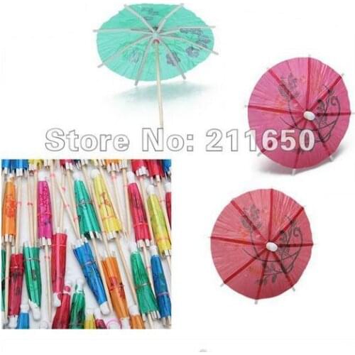 288pcs/lot, Multicolor Paper Tropical Hawaiian Cocktail Drink Parasol Umbrella