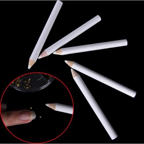 5Pcs Beauty Nail Drill Pen Special Pen Suction Pen White Pencil DIY Suction Crystal Drill White Sticky Pencil Manicure Tools