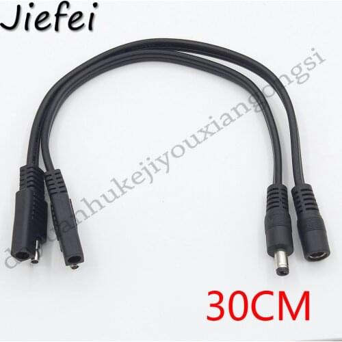 50Pcs High quality 30cm SAE Plug To DC 5.5mm x 2.1mm Male / Female 18AWG Adapter Cable For Motorcycle Car Accessories