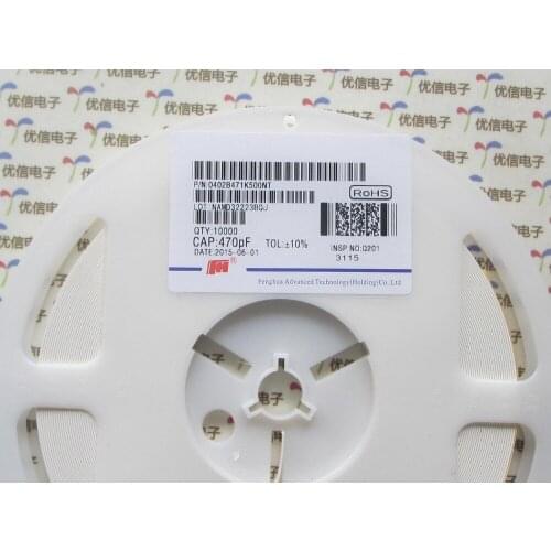 500pcs 470PF 0402 quality ceramic capacitor 0402 ceramic capacitor 470PF (471K) 50V 10% capacitor smd 0402
