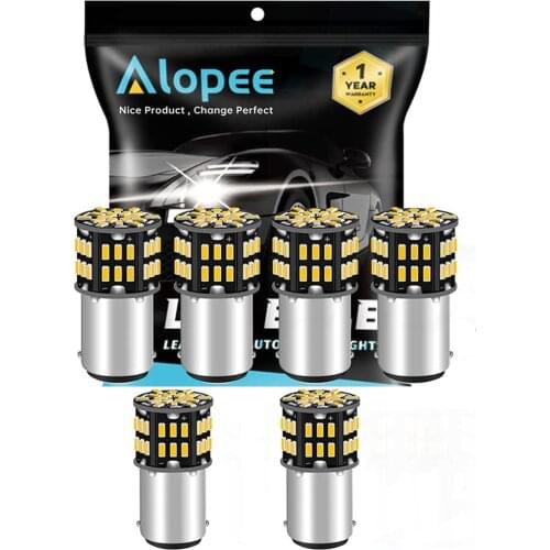 6pcs 1156 BA15S 7506 1141 1003 1073 Warm White LED Light 54 SMD Car Interior RV Camper Turn Signal Light Tail BackUp Bulb 12V