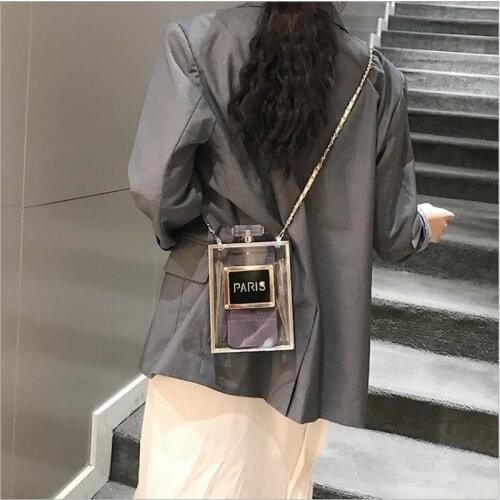 Acrylic Women Casual Black Bottle Handbags Wallet Paris Party Toiletry Wedding Clutch Evening Bags transparent bag women 2020