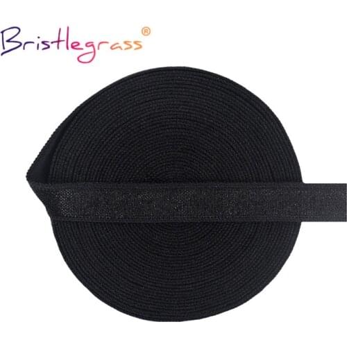 BRISTLEGRASS 50 100 Yard by Roll 3/8" 10mm Solid Shiny Non-Fold Over Elastics Spandex Satin Band Tape Headband Dress Sewing Trim