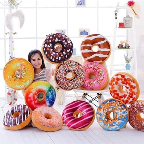 D Novelty Donut Food Plush Toys Stuffed Throw Pillow Soft Seal Plush Party Hold Pillow Baby Sleeping Pillow Chair Cushion