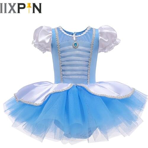 Baby Kids Girl Tutu Dress Children Ballet Leotard Dance Dress Ruffle Sleeve Party Performance Clothes Costume Princess Ballgown