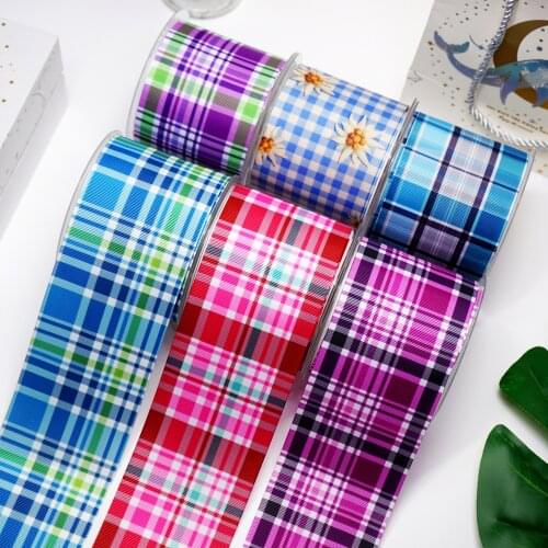 DIY Cartoon Stripes And Grids Printed Grosgrain Ribbon For Craft Supplies Sewing Accessories 5 Yards. 16646
