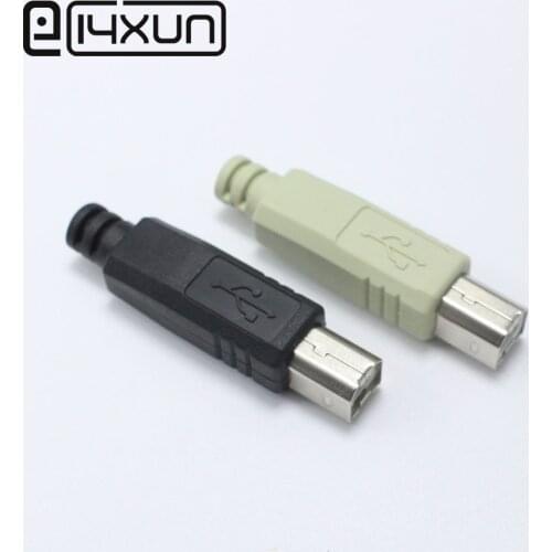 EClyxun 10set/lot 4 in 1 Nickel-plated USB 2.0 Type B Male Plug Printer Port Assembly Adapter Connector With Gum Cover Shell