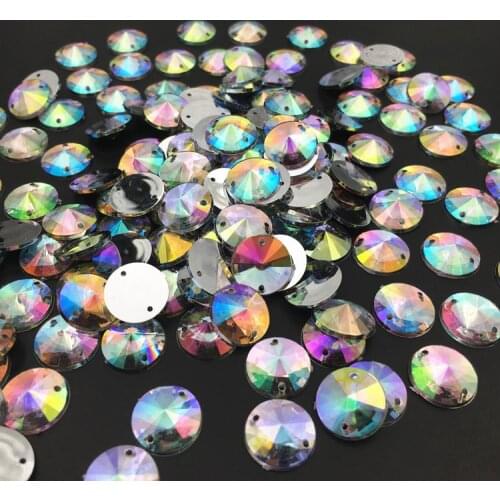12mm Round Rivoli Sewing Crystal AB Flatback Rhinestones Sew On Acrylic Stones Round Strass Crystals For DIY Dress Clothing