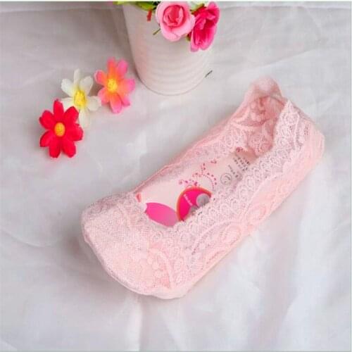 Lace invisible socks antiskid 360 ° silicone anti-separtion foot ship combed cotton socks wqz09