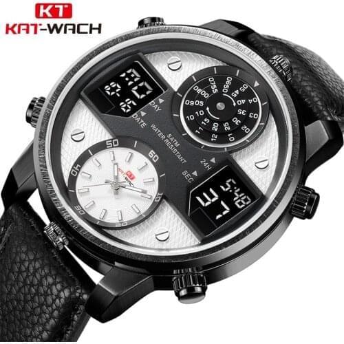 Kat-Wach Mens Business Watches Chronograph Analog Quartz Watch Date Luminous Hands Waterproof Silicone Rubber Strap Wristwatch