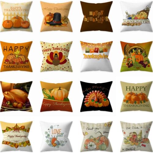 Pumpkin Turkey Pillow Cover Happy Thanksgiving Day Throw Pillowcase Festival Decorative Polyester Sofa 45*45cm Cushion Cover
