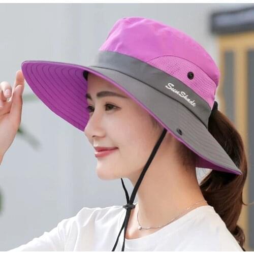 Solid Color Sun Hats For Men Outdoor Fishing Cap Wide Brim Anti-UV Beach Caps Women Bucket Hat Summer Hiking Camping