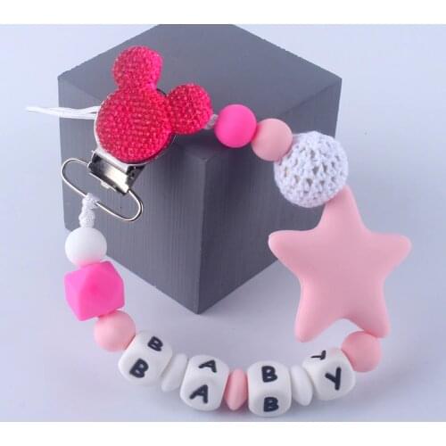 XCQGH Food Grade Silicone Pacifier Chain Baby Molar Teether Beads Anti-lost Chain Pacifier Clip