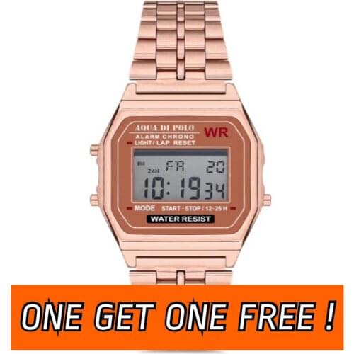 Rose Gold Dijital Kadın Kol Saati Sınırlı Sayıda Bir Alana Bir Bedava Dijital Kol Saati Unisex Kol Saati Çelik Kordon