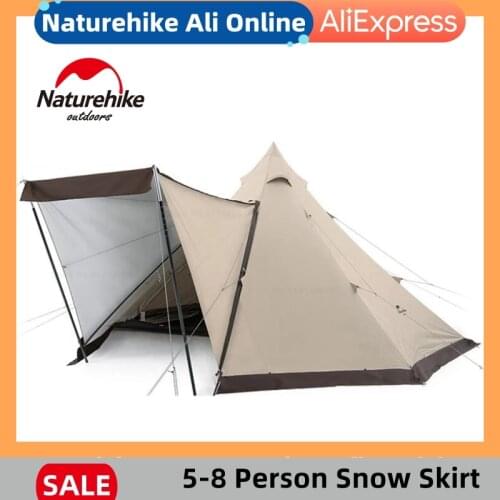 Naturehike Camping Outdoor Hexagonal Pyramid Large Tent Portable 150D Oxford Cloth 3-4 Person With Hall Double Door Family Tent