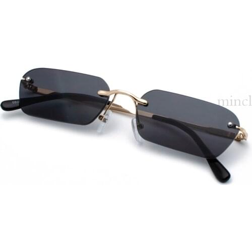 MINCL Rimless Rectangle Sunglasses Women Clear Color 2019 Summer Hip Hop Square Sun Glasses for Men Small Size Uv400 NX