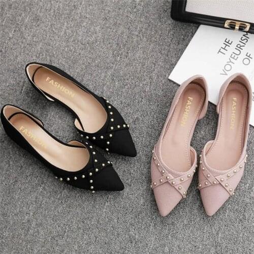 Spring/summer womens single shoes wild pointed shallow mouth side empty womens shoes fashion banquet shoes sweet casual shoes