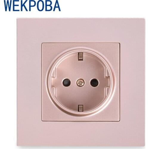 WEKPOBA New Arriver PC Panel Gold Hidden Soft LED Indicator 2 Gang Russia Spain EU Standard Wall Socket With 2/4 USB Charge Port